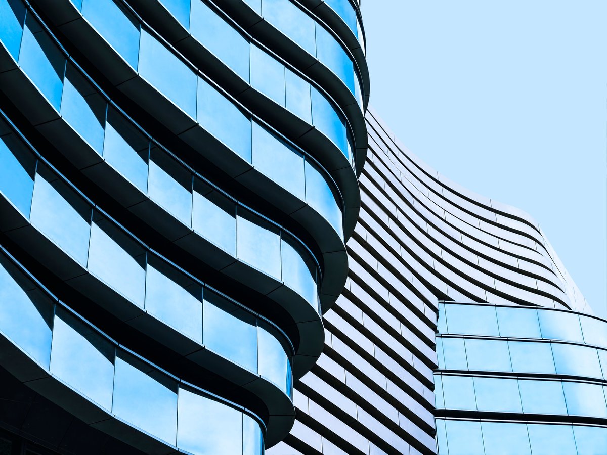 Curved glass architecture detail on a modern building